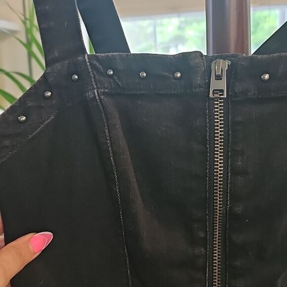Level 99 Black Denim Overall Dress with Studded Details‎ Size XS - Picture 4 of 7